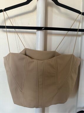 BootayBag Beige Structured Corset Crop Top - Double Lined NWOT Sz XL